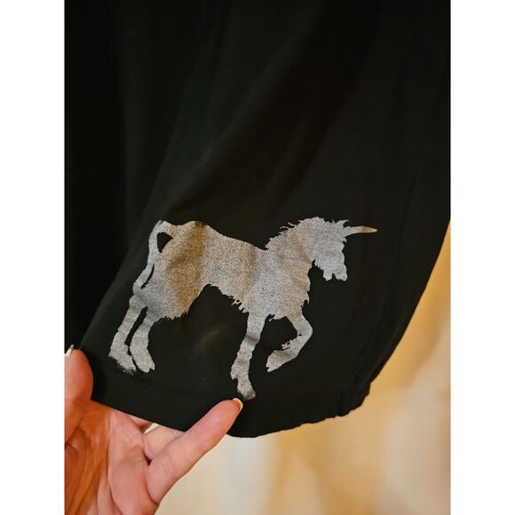 Yoga Colors Unicorn Graphic Black T Shirt Dress Size L/XL Cotton Blend Casual - Picture 3 of 6